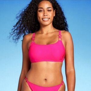 Women's Ring Detail Hidden Underwire Bikini Top - Shade & Shore Hot Pink 36DD